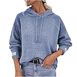 WANGTIANXUE Damen Chenille Pullover Hoodie Elegant Langarmshirt Hoodies Pulli Oberteile Einfarbig Sport Top Sweatjacke Locker Kordelzug Oberteil Freizeit Hemd Herbstpullover Hoody mit Kapuze