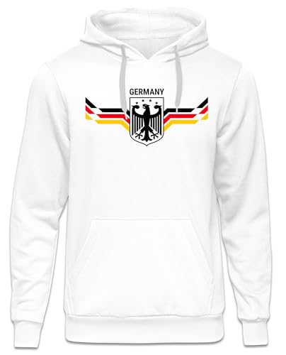 UGLYSHIRT Deutschland Herren Kapuzenpullover | Deutschland Pullover Deutschland Trikot Fanartikel Fussball EM WM Deutschland Flagge Germany Hoodie | M6 Weiß (L)