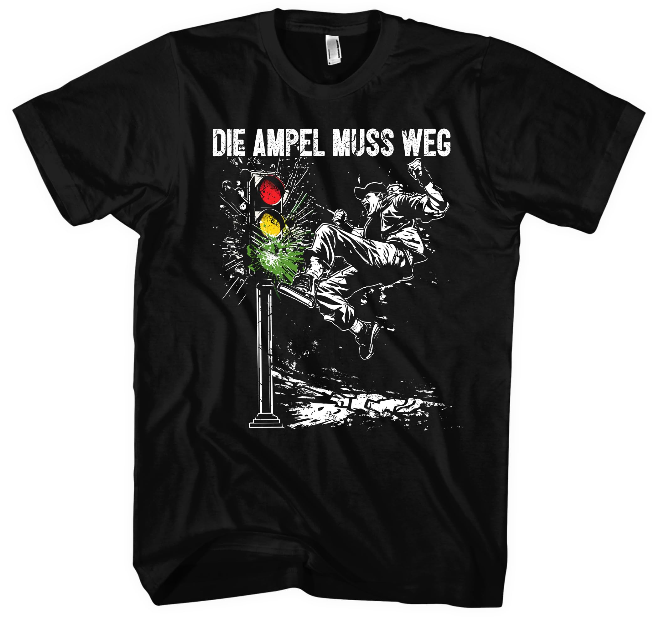 Die Ampel muss Weg Herren T-Shirt | Anti Grün Shirt Demo Shirt Widerstand Tshirt Fuck Grün Politik Anti Klimaaktivist | M1 Schwarz (4XL)