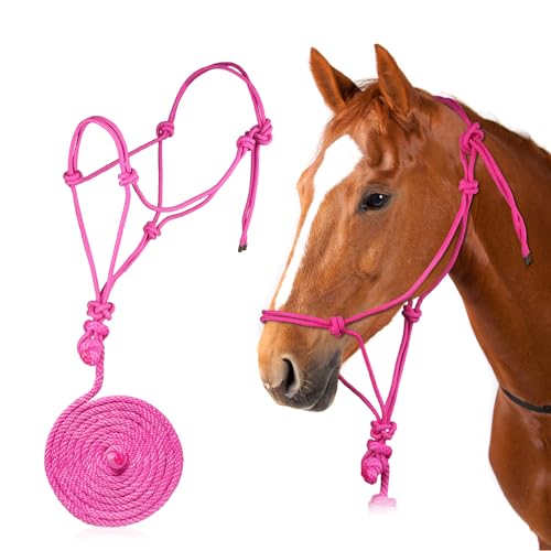 Seilhalfter mit Führseil, steif, Polyester, Pferde-Trainingshalfter (Rosa, 1,9 cm)