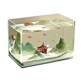 Aquarium, Glasaquarium mit gebogener Kante, Wohnzimmer, kleines Aquarium, Desktop, transparentes Glas, Schildkröten-Zuchtbox, Fischschale(35x20x22cm)