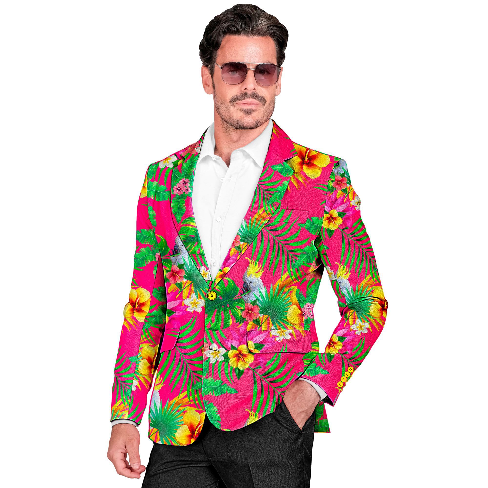 W WIDMANN MILANO Party Fashion - Party Fashion Jackett, Copacabana Muster, Anzugjacke, Neon, Hawaii, Paradiesvogel, Showmen