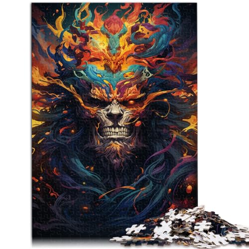 Spielgeschenk Puzzle Bunte Psychedelia wilder Krieger 1000-teiliges Puzzle für Erwachsene Holzpuzzle lustige Familienspiele 1000 Teile (50 x 75 cm)