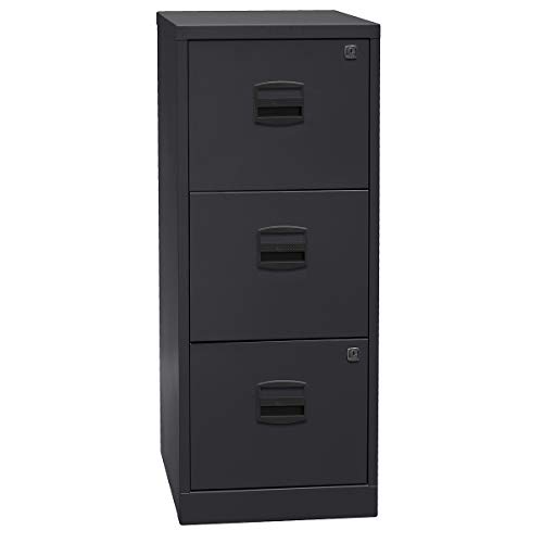 Bisley Home Hängeregistraturschrank PFA, 3 HR-Schubladen, Metall, 633 Schwarz, 40 x 41.3 x 101.5 cm