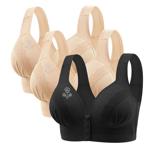 CSHE 3er Pack Damen BH Ohne Buegel Push Up Seamless Komfort Sport BH Frauen Grosse Grössen Klassische BH mit verstellbarem Weich Atmungsaktiver Bequem BHS Set für Alltag Damen S-3XL