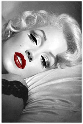 5D Diamant Painting Set FüR Erwachsene Und Kinder Filmstar und Sex-Bild Marilyn Monroe DIY Diamond Painting Kristall Strass Diamant Stickerei GemäLde 15.7"x19.7"(40x50cm) Kein Rahmen