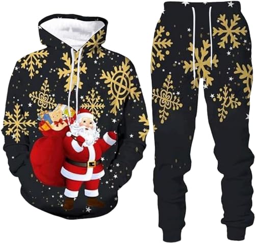 RIAAJ Men Christmas Fashion Casual Sweater Pants Sports Jogging Suit athletic Sports Shirts and Pants Set (Weihnachten3,M)