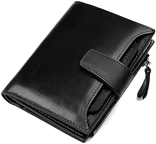 YIHANSS Vintage Leisure Wallet Leder Tragbarer Kartenhalter bietet Platz für Bargeld, 18 Karten, 2 Foto-Handykarten, 4,7 3,7 0,8 Zoll (Farbe: Schwarz)