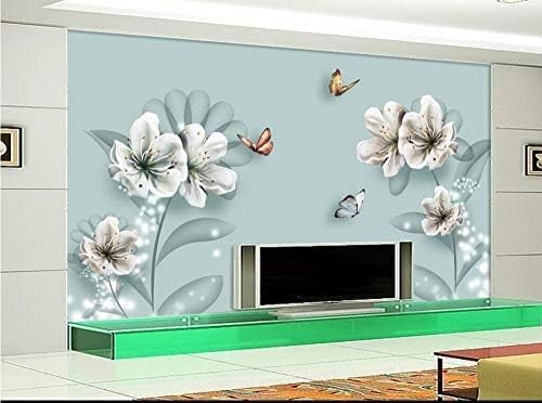 XLMING Bunte Schmetterlingsblume Auf Blauem Sockel 3D Tapeten Home Esszimmer Sofa Schlafzimmer Wohnzimmer TV Hintergrund-150cm×105cm