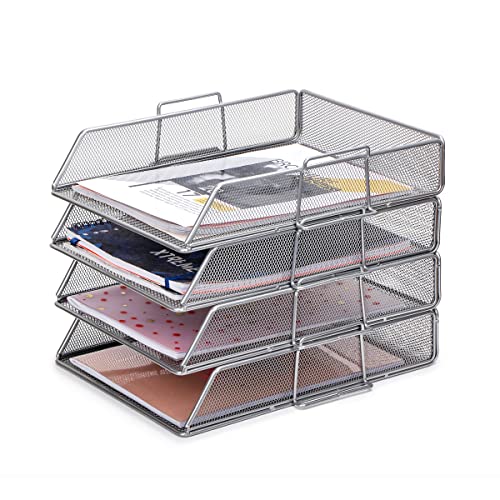 EXERZ Briefablagen 4tlg/ Papiersortierer/Schreibtisch multifunktionaler Organiser/Dateihalter für Büro, Schule, Studie, 2-In-1-Schublade