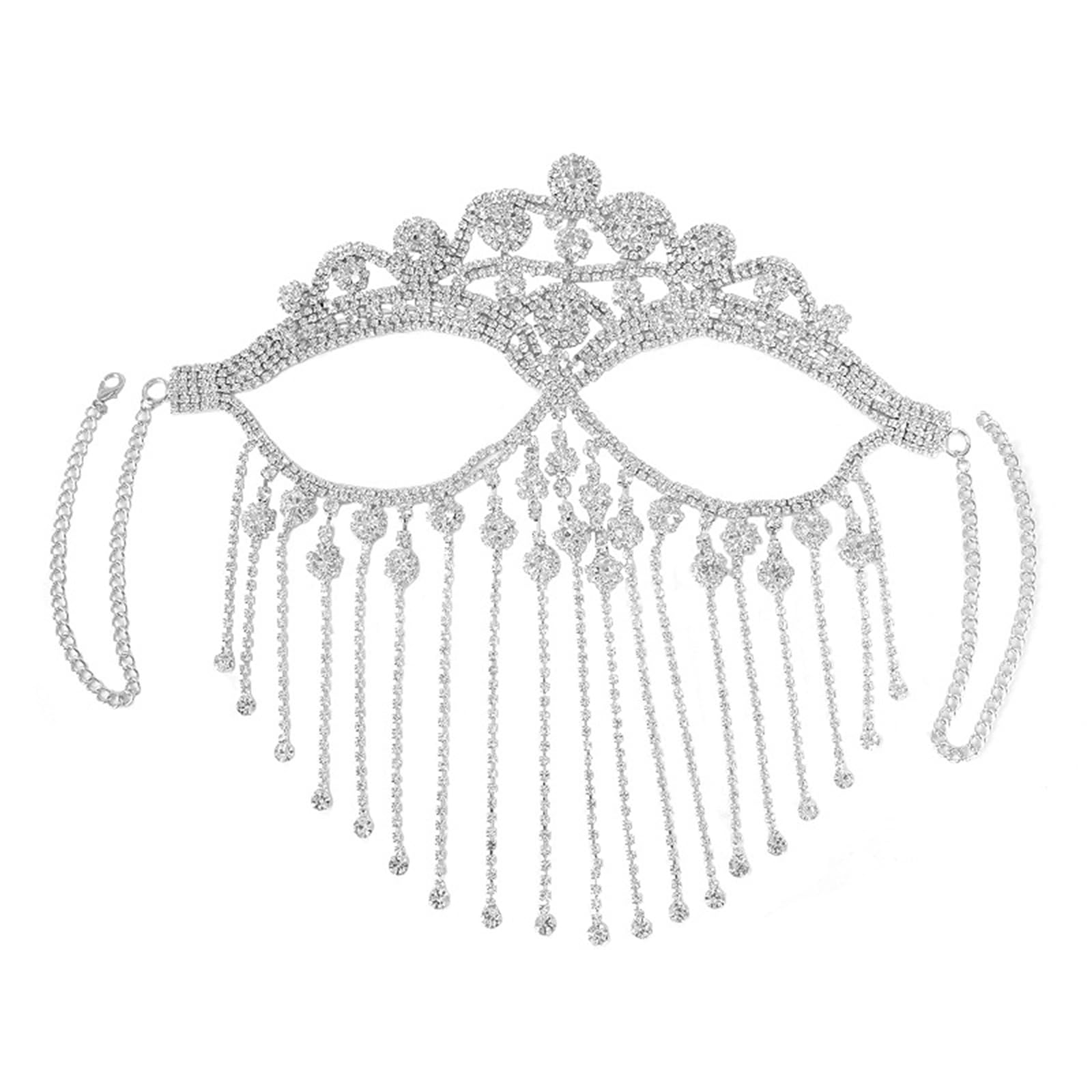 Indische Strass-Quasten, Gesichtsschleier, Damen, Abschlussball, Party, Fransen, Stirnband, Brautschleier, sexy Gesichtszubehör, Schmuck