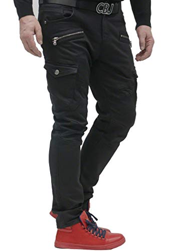 Cipo & Baxx Herren Cargo Hose Straight Fit Jeans Jogger Slim Fit Narrow Leg Denim Hose CD424 Schwarz W31 L34