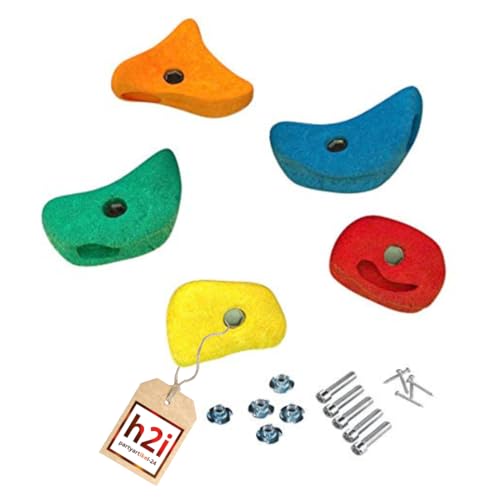 5 Stück h2i Klettersteine Klettergriffe für Kletterwand - mittel - ca. 7,5-9,0 cm für Kinder und Erwachsene