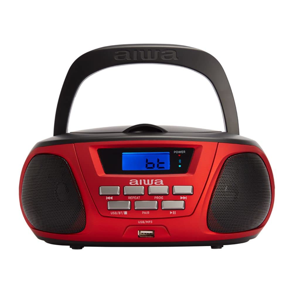 Aiwa BBTU-300RD CD-Radio Rot-Schwarz USB Bluetooth AUX-IN-Eingang