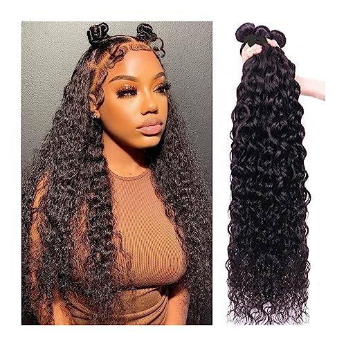 Human Hair Bundles Wasser Welle Bundles Brasilianische Tiefe Welle Menschliches Haar 3 Bundles Tiefe Lockige Bundles for Schwarze Frauen 100% Menschliches Haar Bundles human hair weave(Size:20 22 24)