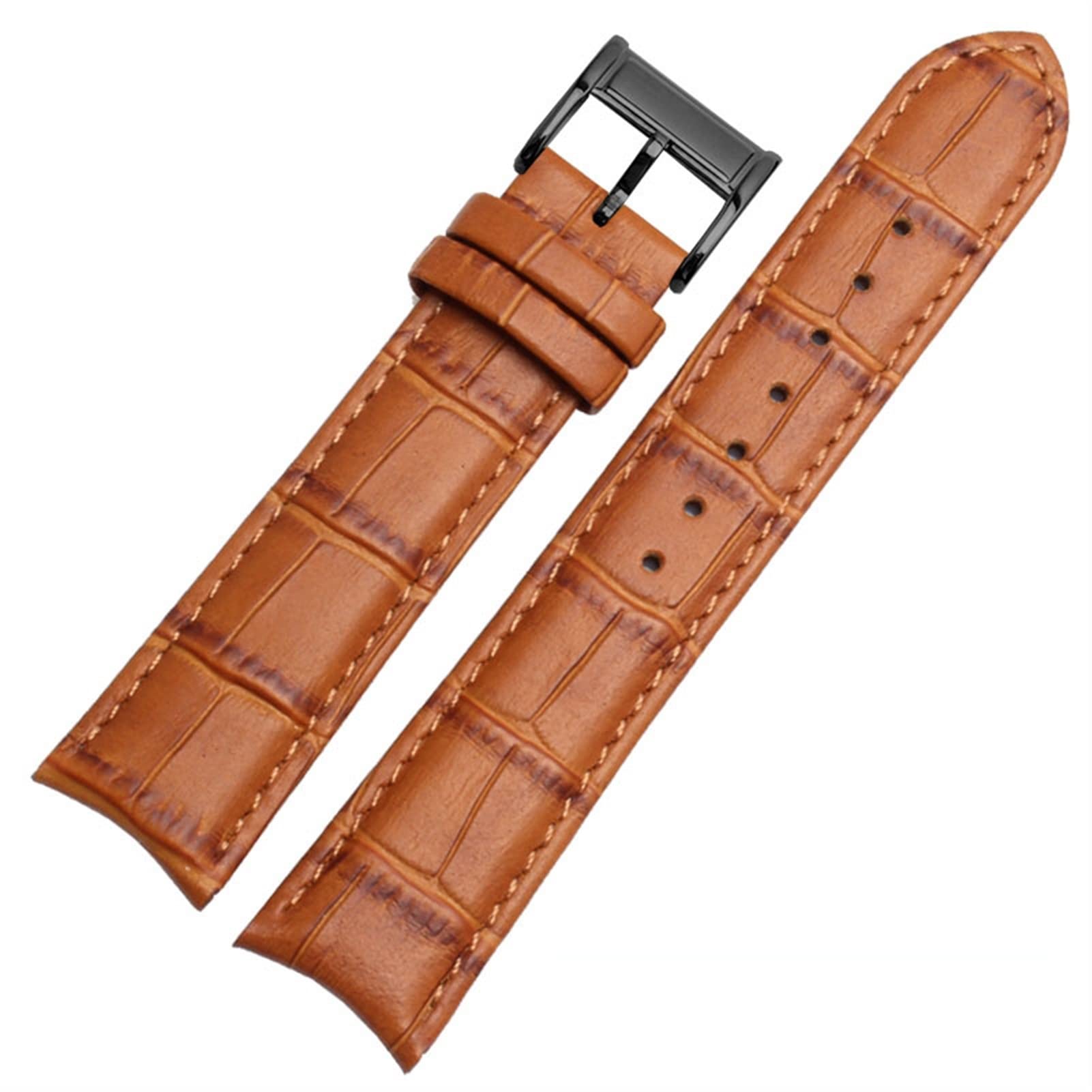 SCRUBY Echtes Leder -Uhrband für Bürger Seiko Armband 20mm Kurve End Kuh Leder schwarz blau braune Träger(Light brown black)