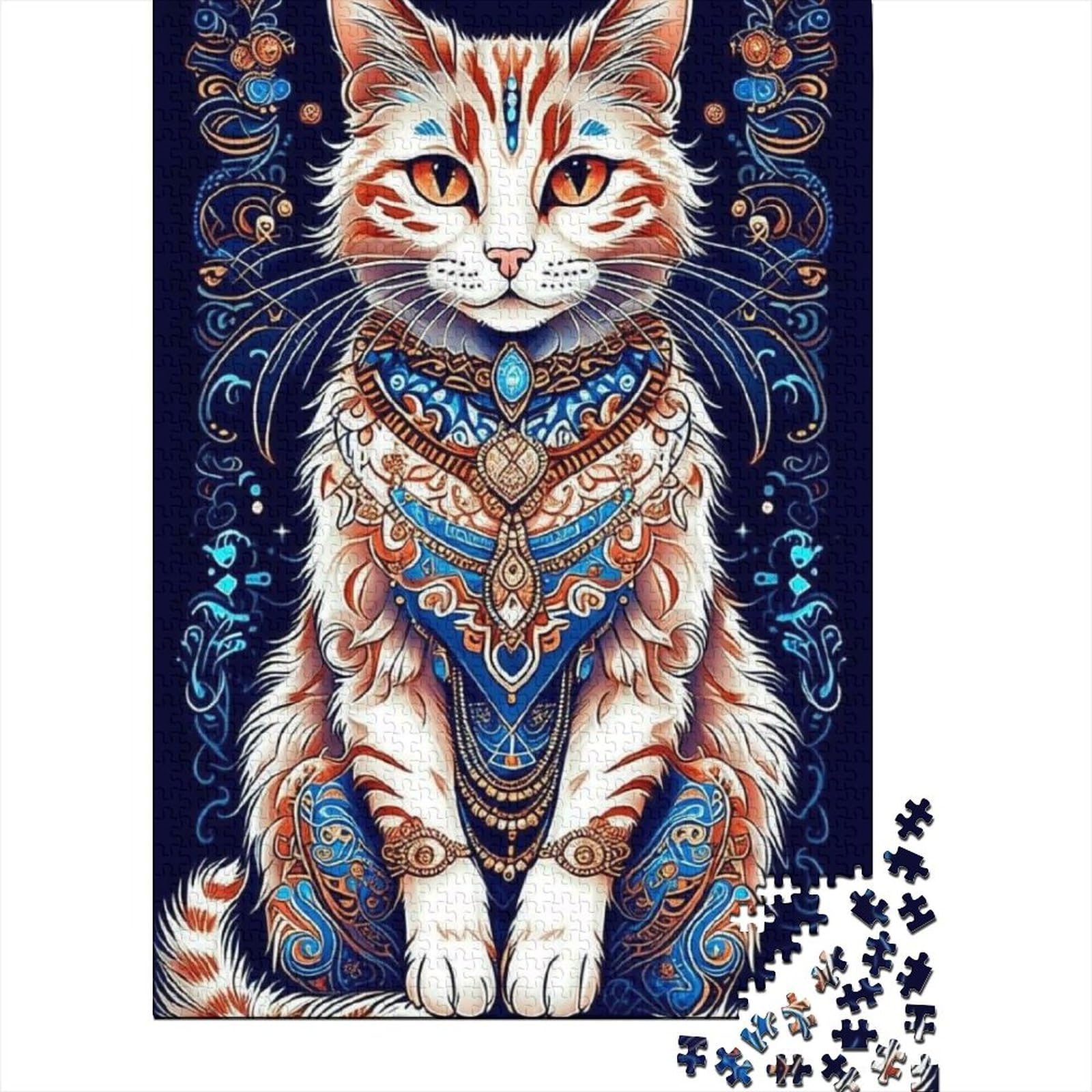 Fantasie-Katze-Puzzle aus Holz, Puzzle für Erwachsene und Jugendliche, 500-teiliges Premium-Puzzle, Lernpuzzle, 52 x 38 cm