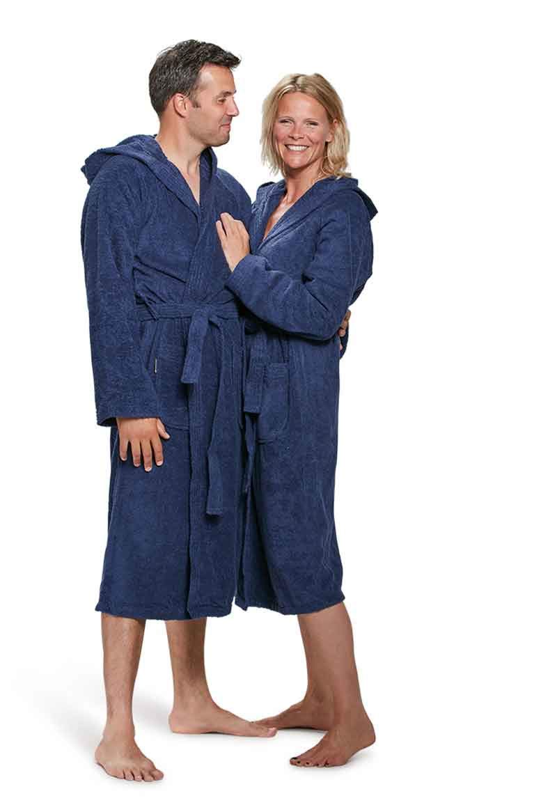 Badrock - Kapuzen-Bademantel mit Namen Bestickt - Marine Blau - Baumwolle - Herren und Damen - mit Stickerei - Personalisiert (XXL) - SKU 628