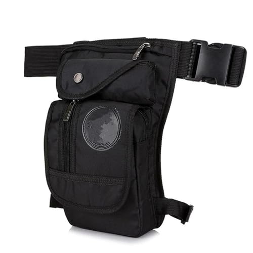 Motorbike Rear Rocker Bag Canvas Drop Beintasche Militär Motorrad Mehrzweck Messenger Umhängetaschen Gürtel Hüfte Bum Taille Fanny Pack Motorcycle Side Bag (Color : Black)