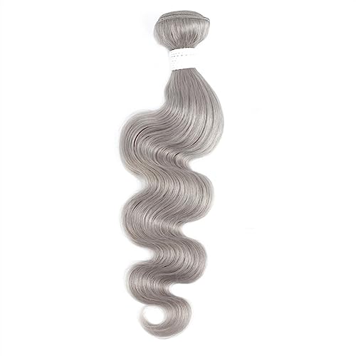 Human Hair Bundles 1PC Silber Grau Menschliches Haar Bundles 100% Remy Haar Bundles Brasilianische 9A Menschliches Haar Bundles Weave Verlängerung 8-26 zoll human hair weave(Color:Body Wave,Size:24inc