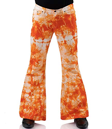 Comycom Batikhose mit Schlag orange 70er Jahre Hippie Look 42/32