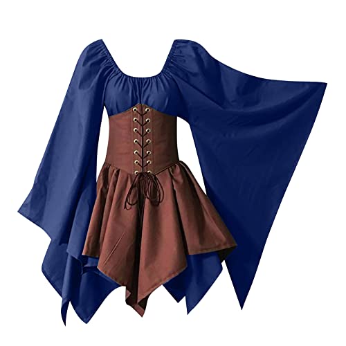 Prinzessin Kleid Damen Halloween Karneval Kostüm Renaissance Retro Partykleid Trompetenärmel A Linien Karneval Steampunk Gothic Kleidung Cosplay Outfit Halloween Kostüm Mittelalter Renaissance