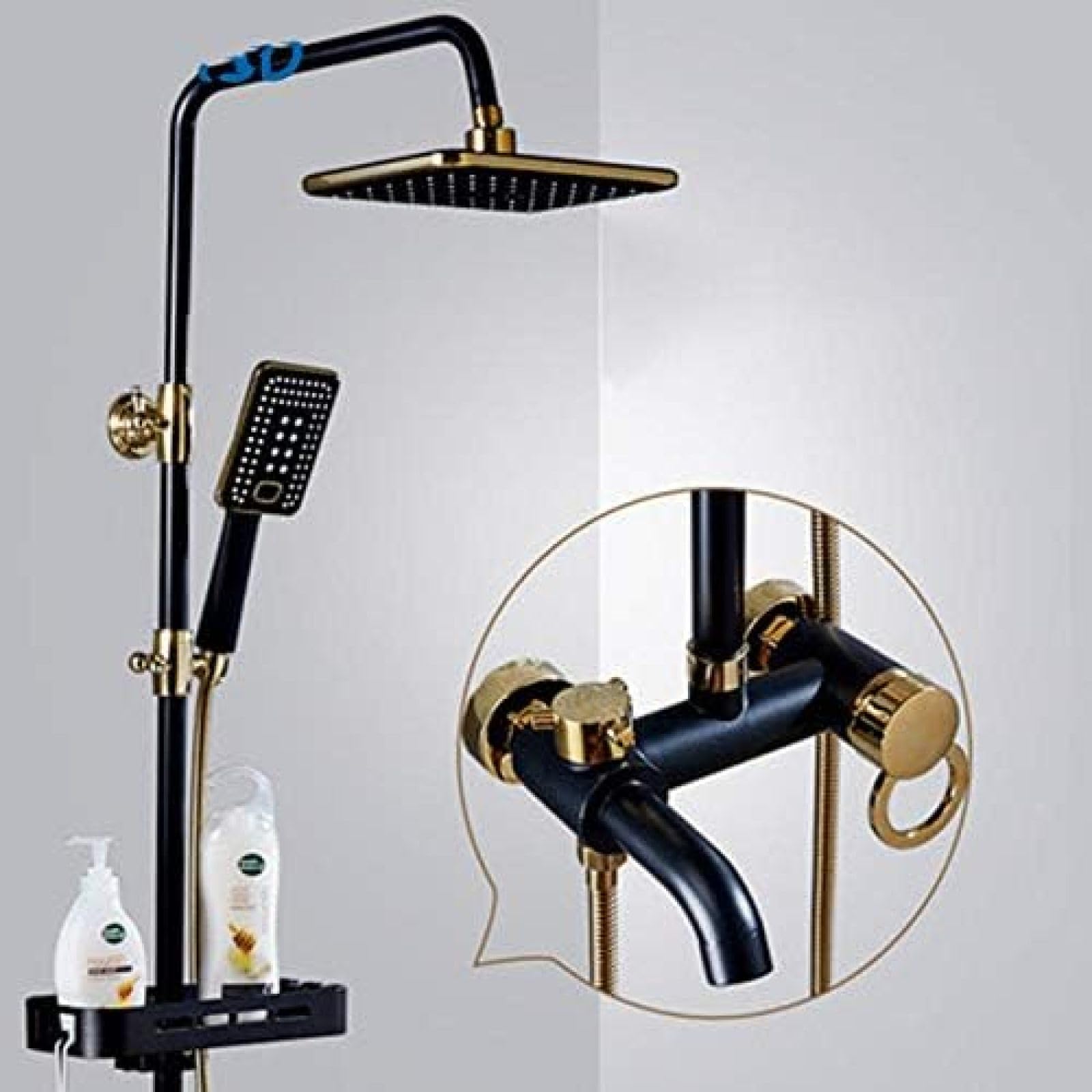 AJYBYUKJ Thermostat Badezimmer Dusche Wasserhahn Schwarz und Gold Dusche Set Badezimmer Wasserhahn Mischbatterie Bad Dusche Beauty Comes