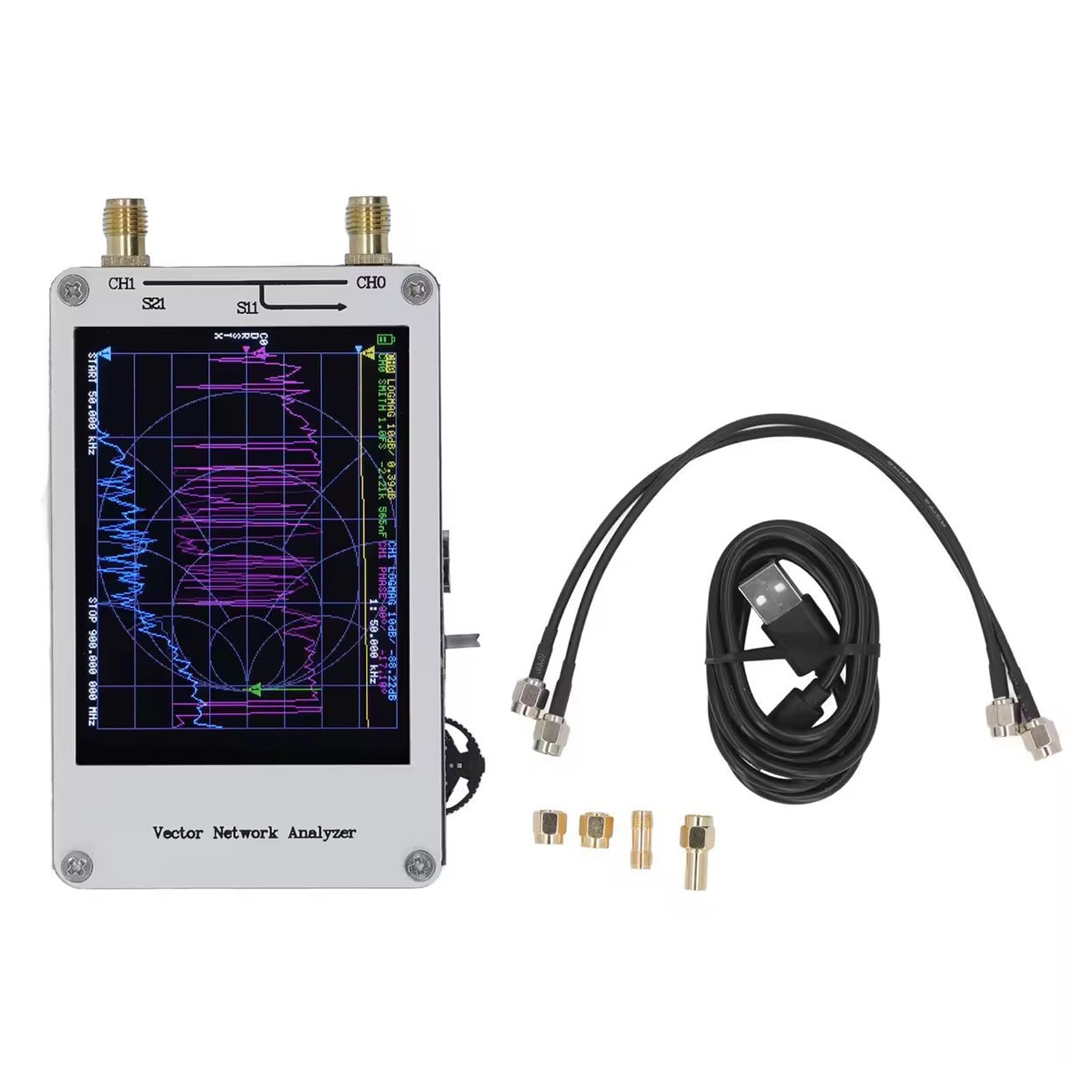 Qsvbeeqj Netzwerkanalysator 50KHz-900MHz Analysator Antennenanalysator Messung Von S Parametern Netzwerkkabeltester 2 8 Zoll