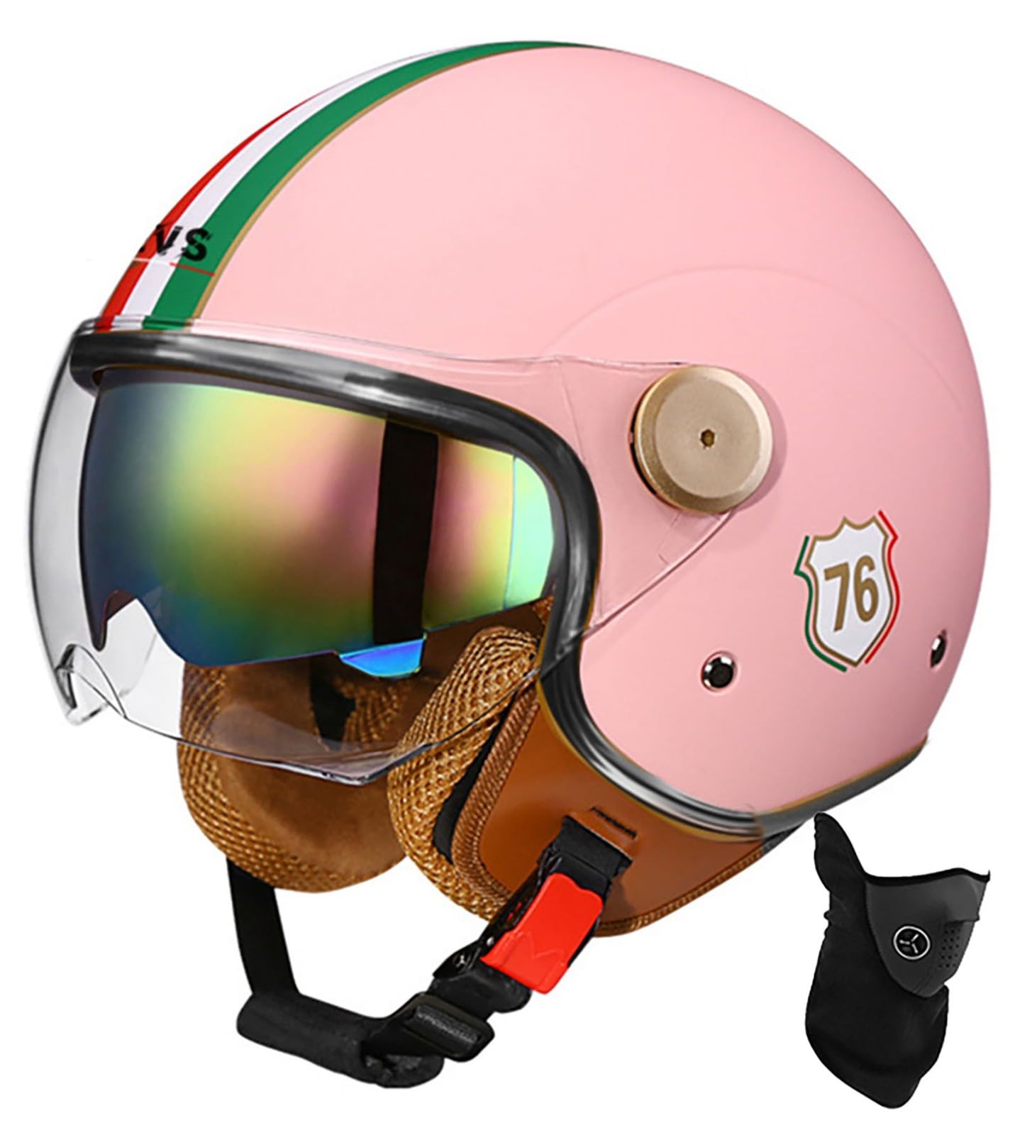 Offener Helm, Motorrad-Halbhelm, DOT/ECE-Zugelassener Motorrad-Sturzhelm Mit Sonnenblende, Retro-Vintage-Stil, Motorrad-Vespa-Jet-Helm Für Kinder, Jugendliche, Männer Und Frauen 34,M 56-57cm