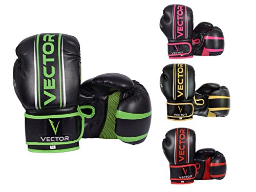 VECTOR SPORTS Boxhandschuhe aus Maya-Leder, handgefertigt, für Boxen, Kickboxen, Sparring, Training mit Boxsack, 8–16 Unzen (227-454 g), grün, 227 g