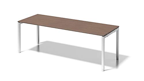 BISLEY Cito Schreibtisch, 650-850 mm höheneinstellbares U, H 19 x B 2200 x T 800 mm, Dekor nußbaum, Gestell verkehrsweiß, Metall, Wn396, 80 x 220 x 85 cm