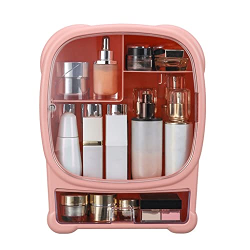 Kosmetik-Aufbewahrungsbox, wandmontierte Badezimmer-Kosmetik-Aufbewahrungsbox mit Schublade, transparente Dichtungsabdeckung, Hautpflegeprodukte, Präsentationsregal, dekorativer Make-up-Koffer (Farbe: