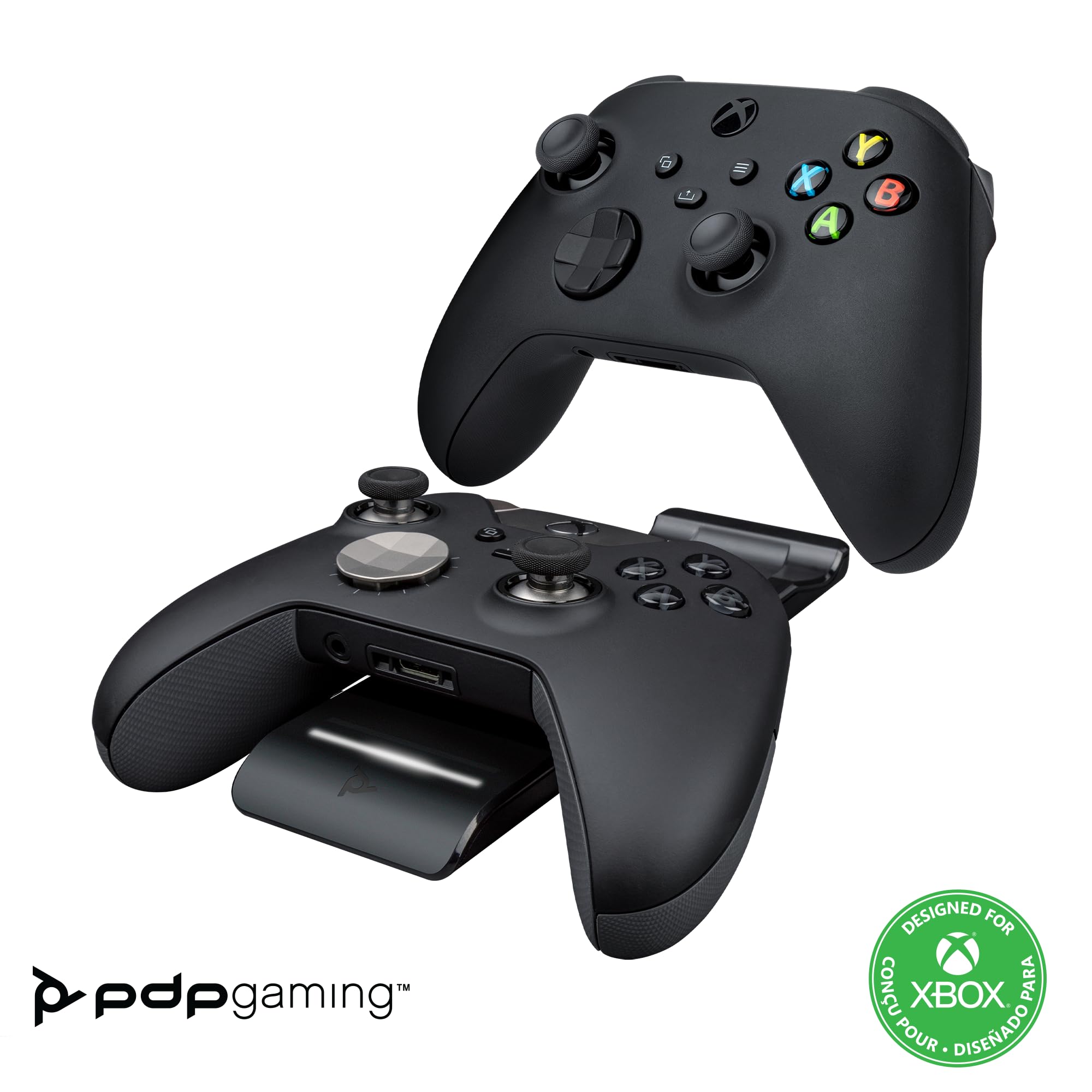 PDP Gaming Dual Ultra Slim Charge System für Xbox Series X/S or Xbox One, Magnetic laden Station für Two Wireless Xbox Controllers, Cinematic Lights mit Auto-Dim, Offiziell Microsoft EU PLUG