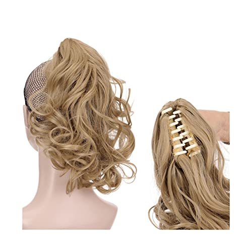 Ponytail Extension/Haarteil Beständige Faser-Wellen-Pferdeschwanz-Haarverlängerungen, synthetische, gewellte Pferdeschwanz-Erweiterungen, mittellange Krallen-Clip-in-Pferdeschwanz-Haarteile, Hitze Pfe