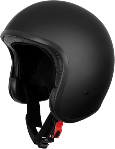 WESTT Vintage Jethelm I Vintage Motorradhelm I Retro Jethelm in schwarz I Roller Helme für Damen & Herren I stoßfester Motorradhelm I ECE Zertifiziert I Größe S