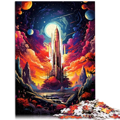 Spielzeug-Puzzle, farbenfrohes Gemälde, Raketen-Puzzle, 1000 Teile, Holzpuzzle, Spaß für zu Hause, Aktivitäten, Geburtstagsgeschenk, Reisegeschenke, 1000 Teile (50 x 75 cm)