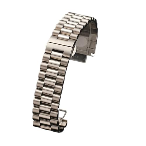 THBGTCNQ Uhrenarmband aus massivem Edelstahl mit Gliedern, 12 mm, 14 mm, 16 mm, 18 mm, 20 mm, 22 mm, universelles Ersatz-Uhrenarmband mit gebogenen Enden(Silver,16mm)