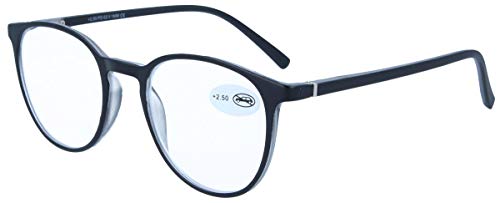 Moderne Lesebrille /-hilfe mit Einstecketui im Panto-Design LINDA in Grau + 1,00 dpt