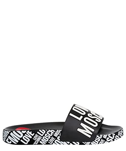 Love Moschino Damen Pantoletten black - white 39 EU