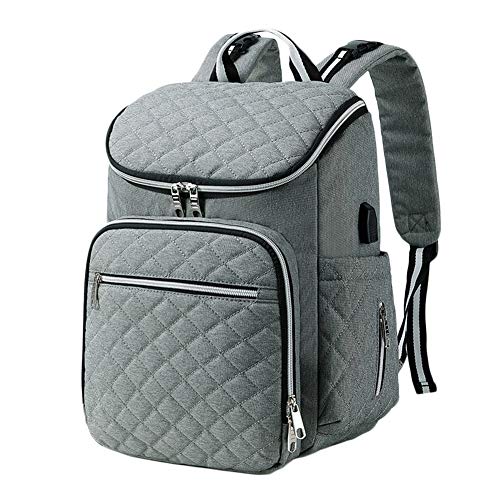 Baby Wickelrucksack Wickeltasche Multifunktional Mama Rucksack Wasserdicht Windelrucksack Babytasche Für Mama Und Papa Gräulich 28 * 14 * 37CM