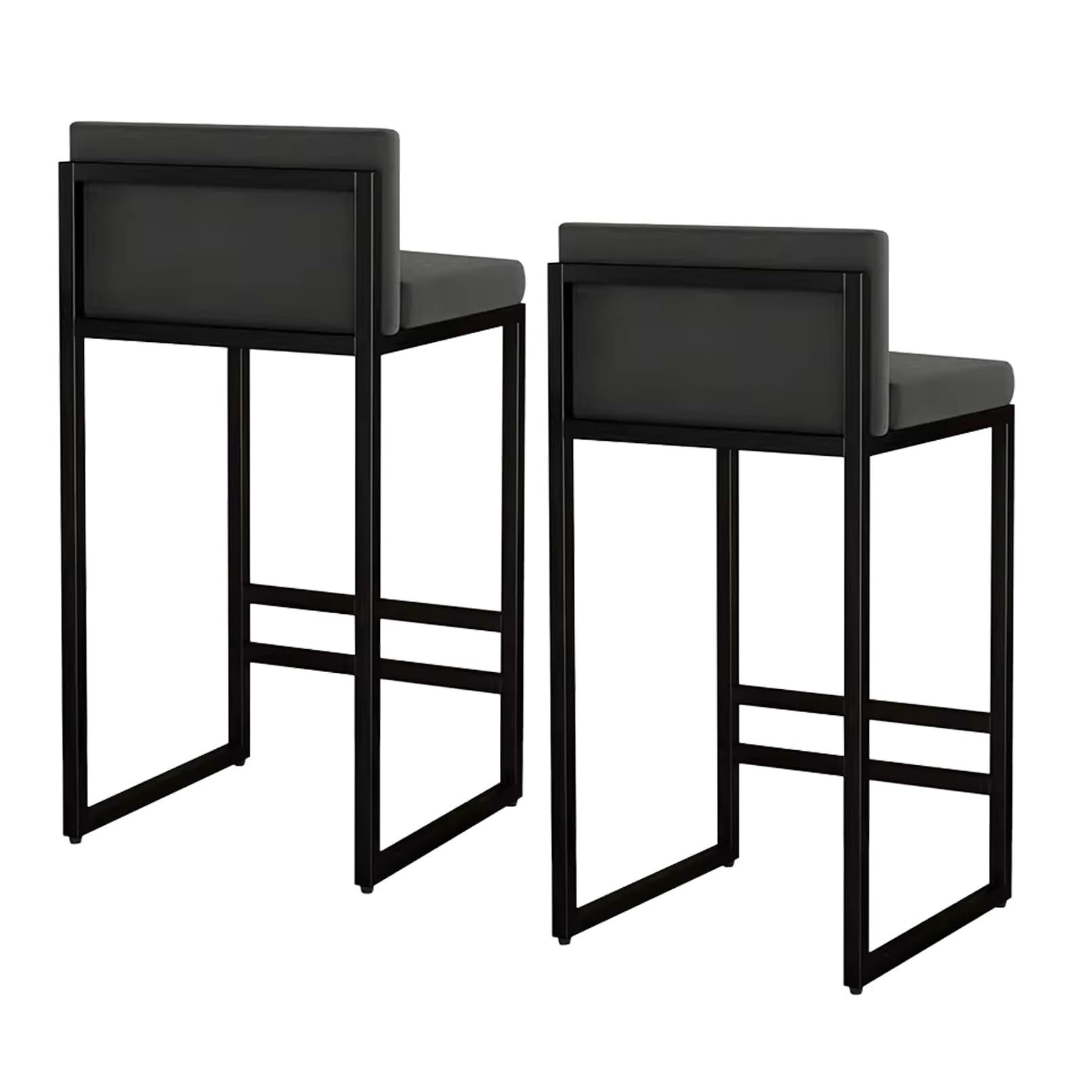 Barhocker 2er-Set, Moderne Thekenhocker mit Rückenlehne und schwarzen Metallbeinen, Esszimmerstühle ohne Armlehnen, Barhocker aus Samt für Kücheninsel, Pub, Wohnzimmer, Sitzhöhe 65 cm, Schwarz Run