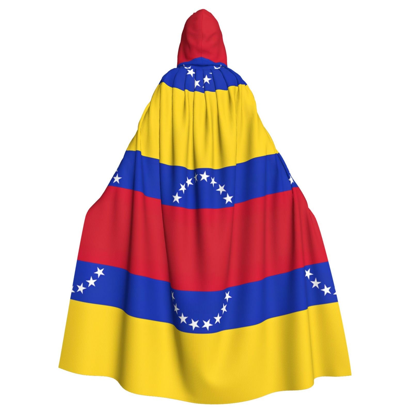 WURTON Flagge von Venezuela, voller Länge, Karnevalsumhang mit Kapuze, Unisex, Cosplay-Kostüme, Umhang für Erwachsene, 185 cm