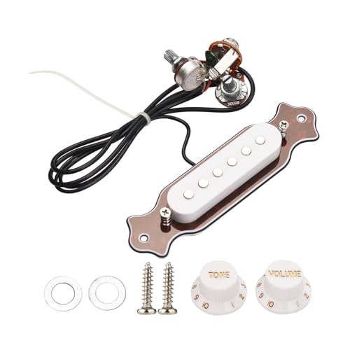 Akustische Gitarre Pickup Gitarre Kupfer Einzelne Magnetische Spule Geräuschlos Mit Volume Tone Control Knöpfe Montage Schrauben Set (Color : White)