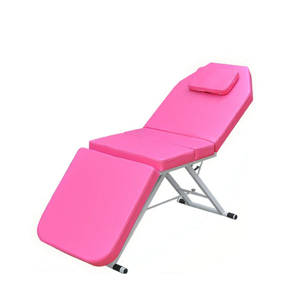 Dreifach Gefaltetes Kosmetikbett Salon Spa Beauty Bett Massage Bettwäsche PVC Massageliegen Massagestühle (Rot)