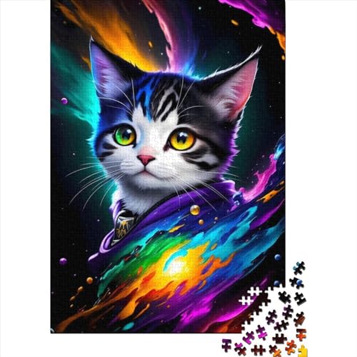 Schwieriges, anspruchsvolles Puzzle mit 1000 Teilen, Fantasie-Galaxie-Kätzchen, Holzpuzzle für Erwachsene und Jugendliche von Educational Games Home Decoration Puzzle. (29,53 x 19,69 Zoll)