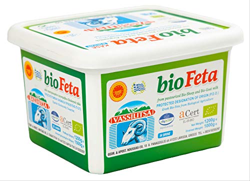 Vassilitsa BIO Feta BIO Schafkäse - 7x 1kg - BIO Fetakäse BIO griechischer Feta Schafskäse in Salzlake Sheep Cheese 43% Fett i.Tr. aus Griechenland 70% Schaf 30% Ziege Plastikbehälter Biologisch