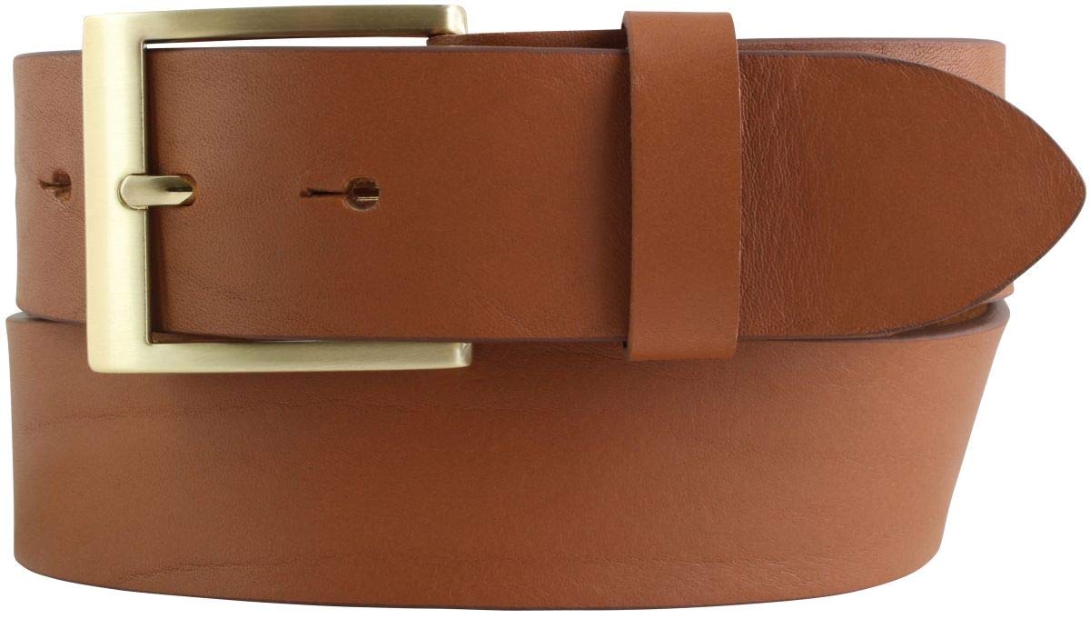 BELTINGER Gürtel mit goldener Gürtelschnalle aus Vollrindleder | Hochwertiger Jeans-Gürtel 40mm | Herren-Gürtel made in Italy | Tabac 90cm