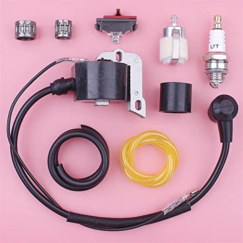 DOFABI Zündspule Stoppschalter Kit, for Husqvarna, 55 51 268 272 254 Kettensäge 503901401 W Kraftstofffilter Linie Kolben Kupplung Nadellager Schalter-Austauschsatz