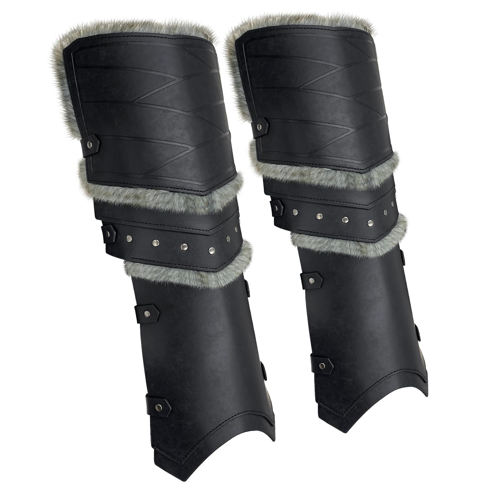 MDFCZXP Steampunk Half Chaps Gamasche Nubukleder Schnalle Riemen Mittelalter LARP Stiefel Schuhüberzug,Schwarz,48cm