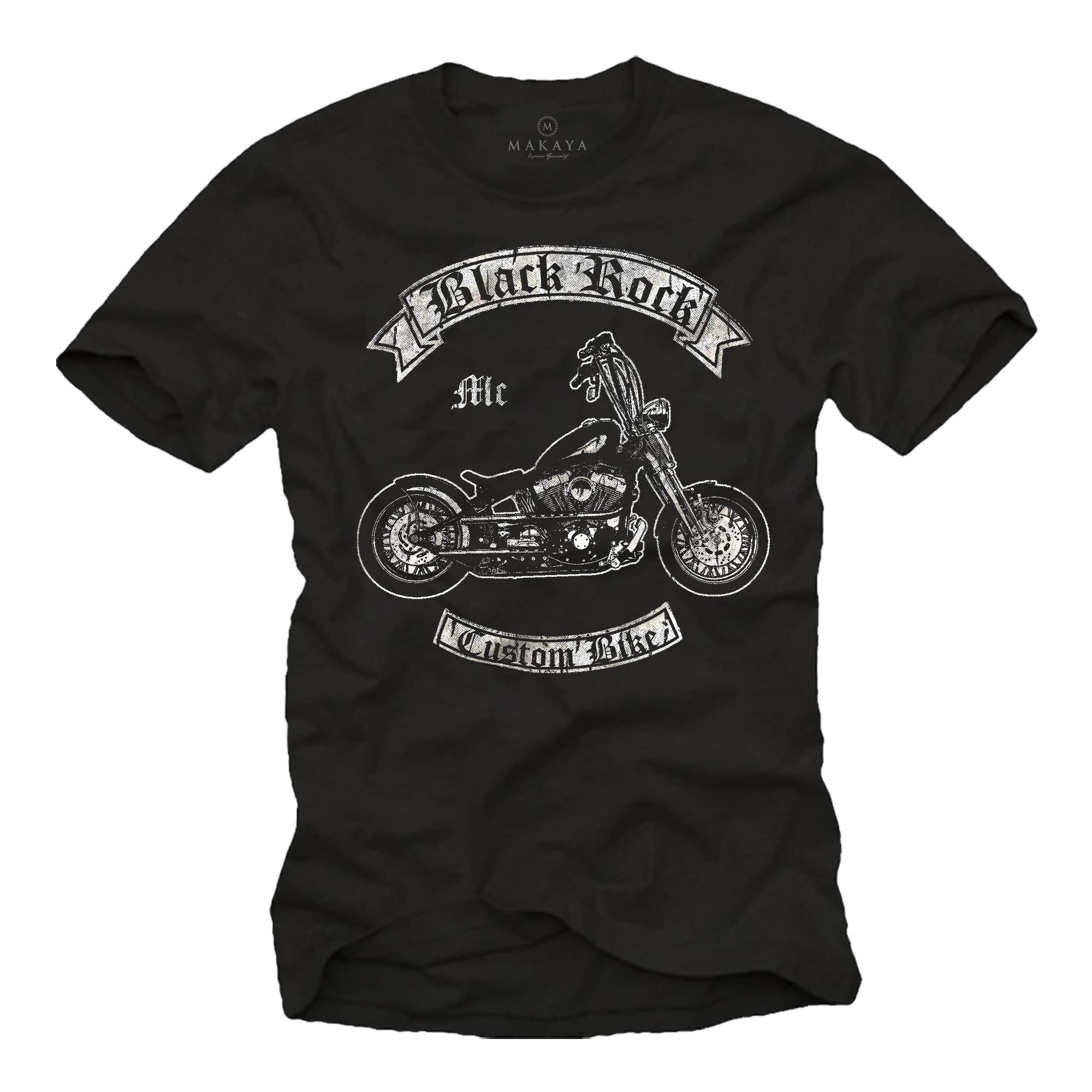 Coole Biker T-Shirts mit Aufdruck Custom Bike schwarz Männer M